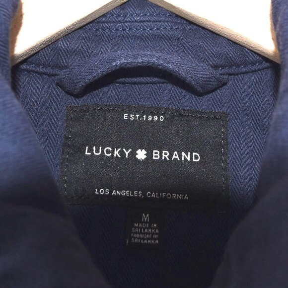 Lucky Brand Utility Jacket Blue 100% Cotton Zip Front Size M Chore Washed Canvas - Picture 4 of 7
